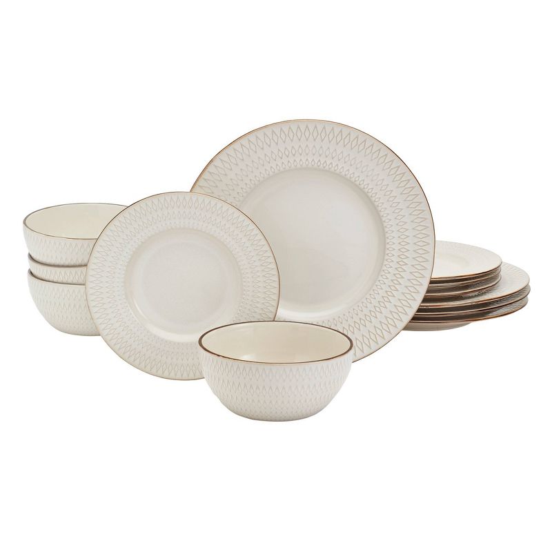 12pc Stoneware Taylor Dinnerware Set White - Tabletops Gallery, 4 of 11