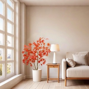 2Pcs Autumn Decoration,Artificial Maple Tree 180CM Artificial Trees Outdoor Indoor,Fake Tree with Planter Pot,Golden Plants for Home Garden - 1 of 4