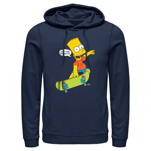 Men s The Simpsons Bart Eat My Shorts Pull Over Hoodie Navy Blue Medium Target