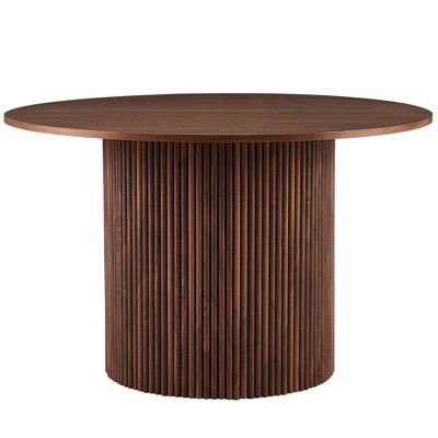 Maliang 47 Inch Round Dining Table for 4, with Wood Strip Base for Kitchen Living Room