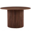 Vynxaria 47 Inch Round Dining Table for 4 Walnut Wood Veneer Top Modern Farmhouse Wood Strip Base for Kitchen Living Room - 4 of 4