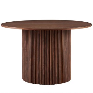 Maliang 47 Inch Round Dining Table for 4, with Wood Strip Base for Kitchen Living Room - 1 of 4