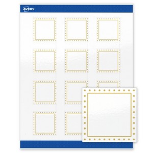 Avery 2" x 2" Labels, Gold Border with Gold Dots, 120 ct - 1 of 4