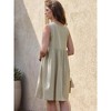 INSPIRE CHIC Women's Linen Sleeveless Summer V Neck Button Down Pleated Midi Dress - 3 of 4