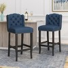 31 Inch Bar Stools Set Of 2,Fabric Upholstered Kitchen Chairs With Tufted Wingback,Armless Living Room Chairs,Rubberwood Dining Bar-Cuddlewood - 2 of 4