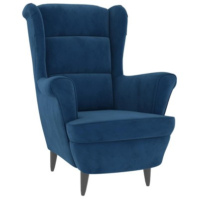 vidaXL Armchair Wingback Sofa Chair Living Room Upholstered Side Chair Velvet - Blue Without Footrest