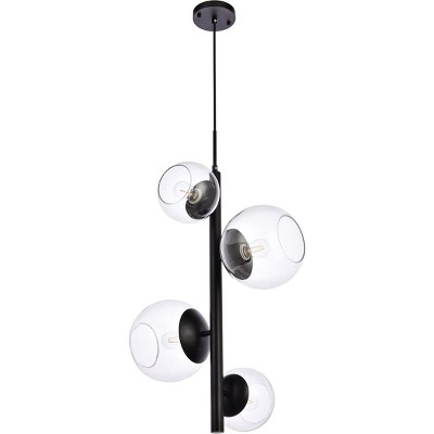 Black and Clear Glass Globe Iron Pendant Light