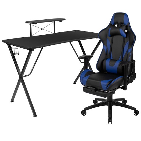 Gaming chair with discount footrest and cup holder