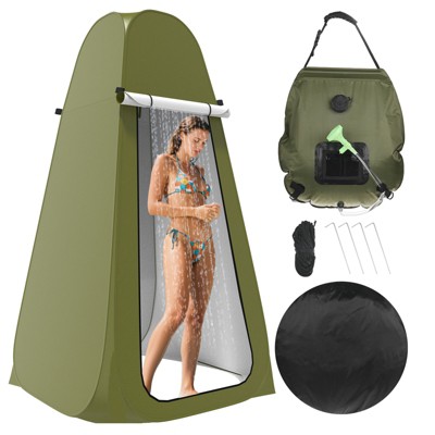 Unique Bargains TIXIPEM Polyester Waterproof Camping Shower Tent 47.2 x 74.8 Inch Green 1 Pc