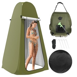 Unique Bargains TIXIPEM Polyester Waterproof Camping Shower Tent 47.2 x 74.8 Inch Green 1 Pc - 1 of 4