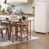 HOMCOM 37" Modern Wooden Drop Leaf Kitchen Island Rolling Cart With Basket Storage - 2 of 4