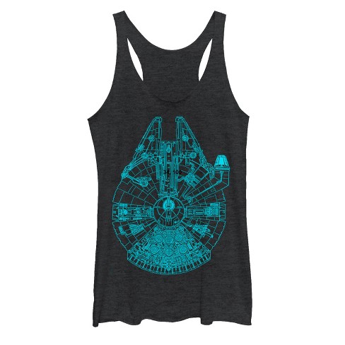 Women's Star Wars Millennium Falcon Outline Racerback Tank Top - Black ...