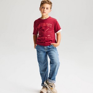 Boys' Short Sleeve 100% Cotton 'Detroit' Hockey Classic Fit