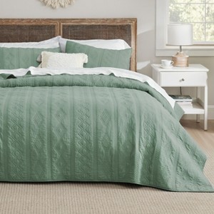 Bedsure 100% Cotton Quilt Set Lightweight Bedspread Cozy Bedding Coverlet Pillow Shams - 1 of 4