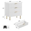 Fluted 3 Drawer Dresser, Stylish Bedroom Nightstand with Deep Storage Drawers and Wide Surface, Multi-Functional - 2 of 4