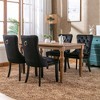 2 Pieces Black Tufted Solid Wood Contemporary Velvet Upholstered Dining Chair with Black Wood Legs and Nailhead Trim - 2 of 4