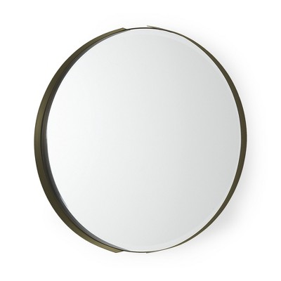 HomeRoots 24" Gold Metal Round Framed Accent Mirror