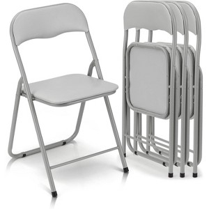 Folding Chairs with Cushion, Outdoor & Indoor Event Portable Metal Folding Chairs with Non-Slip Feet Pads Stackable Chairs - 1 of 4