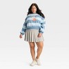 Women's Strawberry Shortcake Striped Cropped Fleece Graphic Sweatshirt - Light Blue - 3 of 3