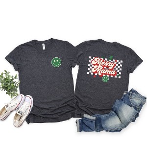 Simply Sage Market Women's Merry Mama Checkered Front and Back Short Sleeve Graphic Tee - 1 of 4