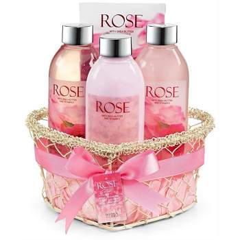 Freida & Joe  Rose Fragrance Spa Collection in Heart Shape Basket Bath & Body Gift Set Luxury Body Care Mothers Day Gifts for Mom