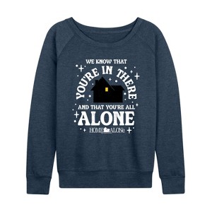 Women's - Home Alone - We Know Youre In There Lightweight French Terry Wide Neck Long Sleeve Shirt - 1 of 4