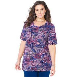 Catherines Women's Plus Size Suprema Ultra-Soft Scoopneck Tee - 1 of 4