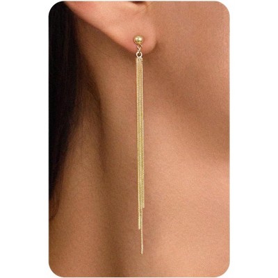 Dangle Earrings for Women- 14K Gold Plated Butterfly Heart Star Hoop Chain Tassel Design Long Dangle Earrings