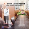 VEVOR Acrylic Podium, 47" Clear Acrylic Podium Stand with Wide Reading Surface & Storage Shelf, Floor-standing Clear Pulpits Acrylic, Clear - 3 of 4