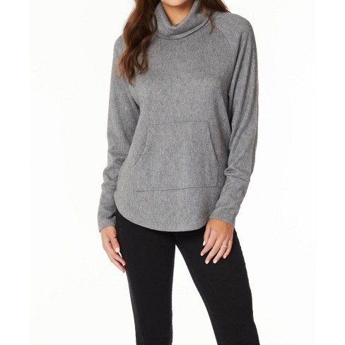 Women's Funnel Neck Raglan w/ Pocket Sweater - bobi - image 1 of 4