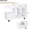 End Table with Storage Shelves and Drawer, Nightstand with 2 Compartments, Lockable Wheels, Bedside Table for Living Room Bedroom Small Spaces - 2 of 4