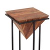 The Urban Port 26" Pyramid Shape Wooden Side Table with Cross Metal Base Brown/Black - 3 of 4