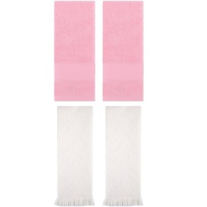 REGALWOVEN 4 Pcs Bathroom Decorative Cotton Soft Absorbent Sold Striped Hand Towel - 1 of 4