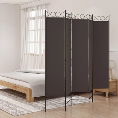 VidaXL 5-Panel Room Divider Brown 78.7 in.x78.7 in. Fabric