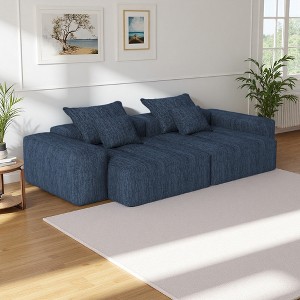 4-Piece Chenille Modular Sectional Sofa with Double Chaise - 1 of 4