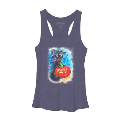 Women's Design By Humans halloween. the witch cat By POLINART Racerback Tank Top