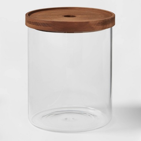 Glass Jars with Airtight Lids, Glass Food Storage Containers with Wood Lids, Large Airtight Glass Canisters Set, Glass Storage Containers with Wood