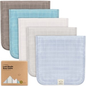 5pk Lumi Muslin Burp Cloths for Baby Boys, Girls, Organic Baby Burp Cloths, Burping Cloths for Babies - 1 of 4