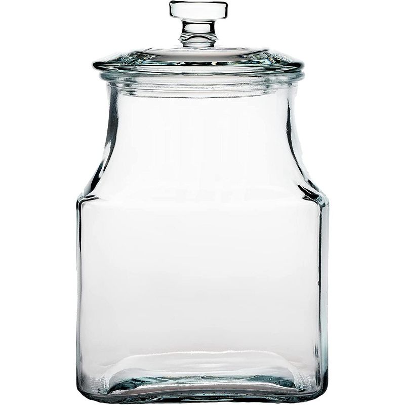 Amici Home Carlisle Glass Canister Square Jar, Food Safe, Airtight Lid with Handle and Plastic Gasket, For Kitchen & Pantry, 1 of 7