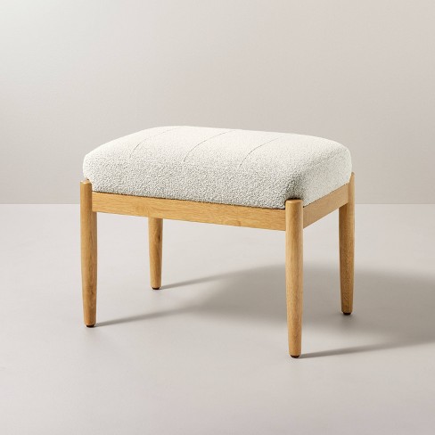 Boucle Upholstered Wood Ottoman - Oatmeal - Hearth & Hand™ With Magnolia :  Target