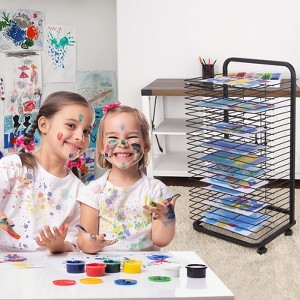 Art Drying Rack, Removable Shelves Mobile Paint Drying Rack with Lockable Castors, Canvas Rack Art Storage Ideal for Schools and Art Studios - 1 of 4