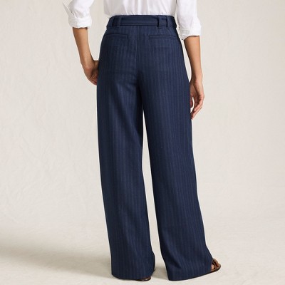 Lands' End Women's Brushed Flannel Mid Rise Wide Leg Trousers