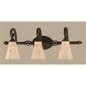 Toltec Lighting Elegante 3 - Light Vanity in  Dark Granite with 5.5" Fluted Frosted Crystal Shade - 1 of 1