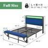 AMERLIFE LED Bed Frame with Foldable Ottoman, Charging Station, Velvet Upholstered Headboard - 2 of 3