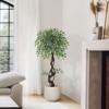 COZONY Artificial Ficus Tree for Indoor Home Decor, Faux Floor Plant in White Ceramic Planter with Pebbles & Green Fake Moss, Lifelike Fake Tree - 4 of 4
