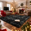 Tie-Dye Black Shag Area Rug, Ultra Soft 1.7" Plush Mat with Non-Slip Backing, Bedroom or Living Room - 2 of 4