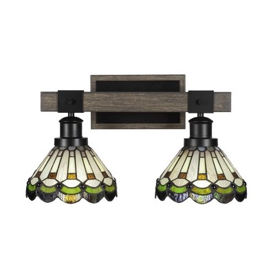 Toltec Lighting Tacoma 2 - Light Vanity in  Black/Painted Wood with 7" Cyprus Art Glass Shade