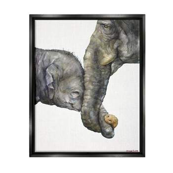 Stupell Industries Cute Baby Elephant Family Animal Watercolor Painting