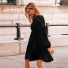 Women's Long Sleeve Smocked Black Mini Dress - Cupshe - 4 of 4
