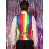 Lars Amadeus Men's Single Breasted V Neck Colorful Rainbow Stripes Vest - 3 of 4